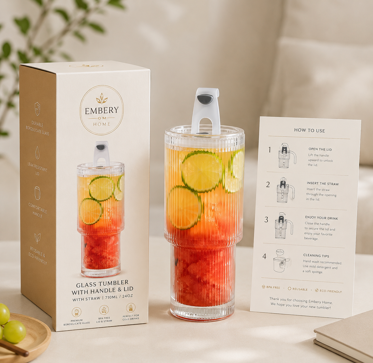 Handmade Glass Tumbler By Embery Home